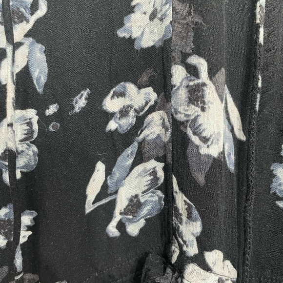 Free People Cloverfield Black Floral Ruffle Tunic Mini Dress | Boho Chic XS - Picture 7 of 13